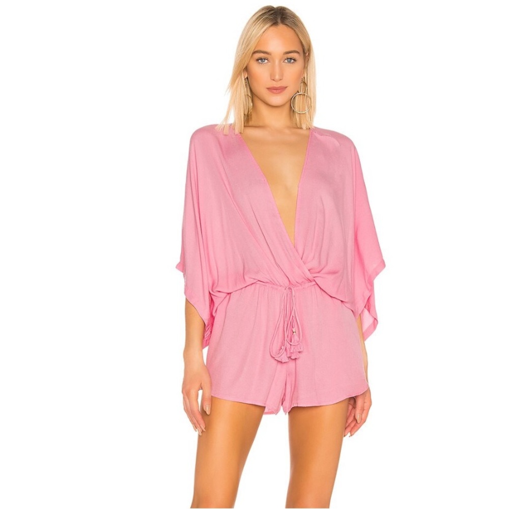 Young Fabulous & Broke Dusty Pink Deep V Romper